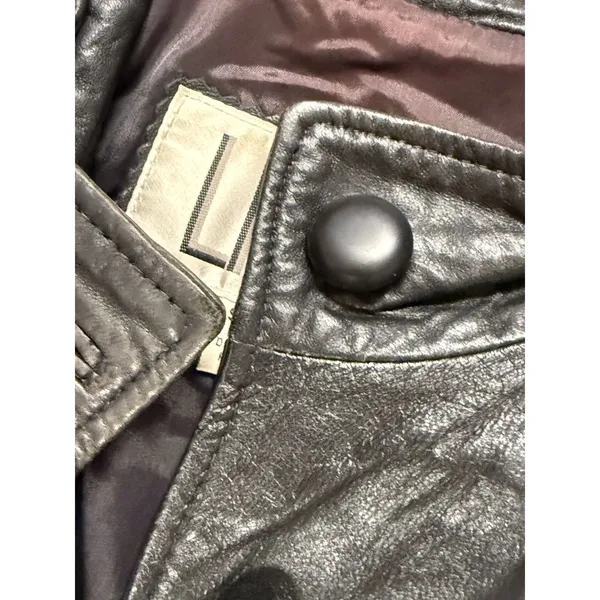 Vintage Black Leather Trench Coat Women Size L Good Longline Matrix Goth‎ - Image 10
