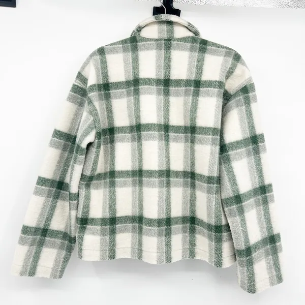 Madewell Womens Plaid Double Breasted Dasani Blazer Fleece Jacket Size S Green‎ - Image 10