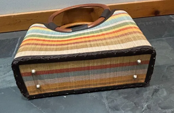 Mad by Design Striped Tote with Wooden Handles - Image 4