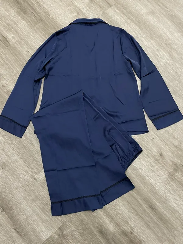 Dark Blue Silk Pajama - Image 2