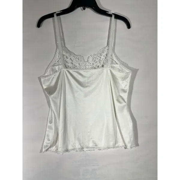 VTG Vassarette Lace Trim Camisole Top Women‎ L White USA Made Y2K Minimalist - Image 2