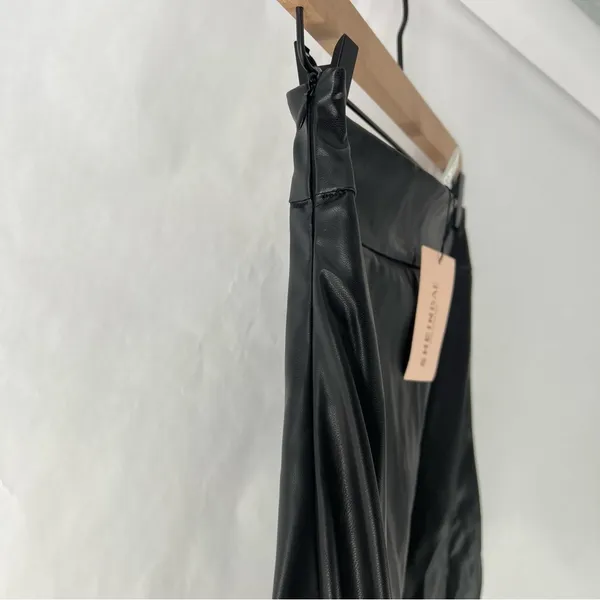 Shein Elegant Black Faux Leather High‎ Rise Front Skit Women's Midi Pencil Skirt - Image 7