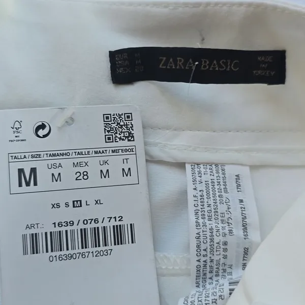 Zara -1929 NWT White Mini Skirt‎ Women's Medium - Image 3