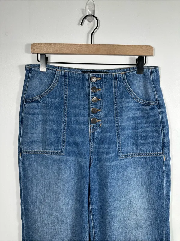 Veronica‎ Beard Crosbie Crop Wide Leg High Rise Jeans 29 Button Fly - Image 4