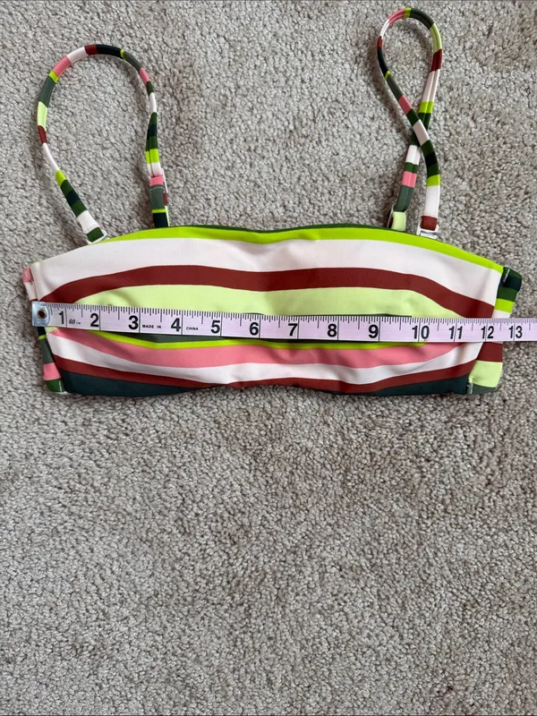 Aerie Multi Color Striped Bandeau Bikini Top. Size Small - Image 5