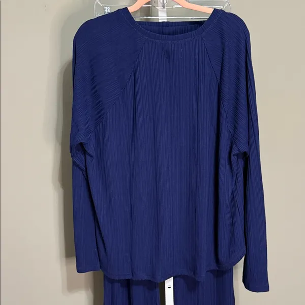 Sunday Brunch 2X NWT Rib Knit Lounge Set Deep Blue Soft‎ Comfy Cozy Chic - Image 6