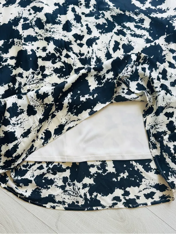 Thirty Thirty Cow Print Satin Maxi Dress Size Medium - Image 4