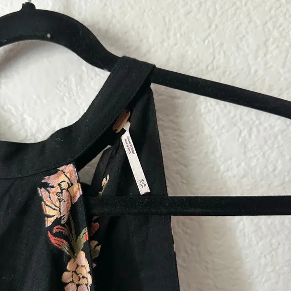 Free People Emily Printed Floral Halter Tank Top Black Size XS - Image 6