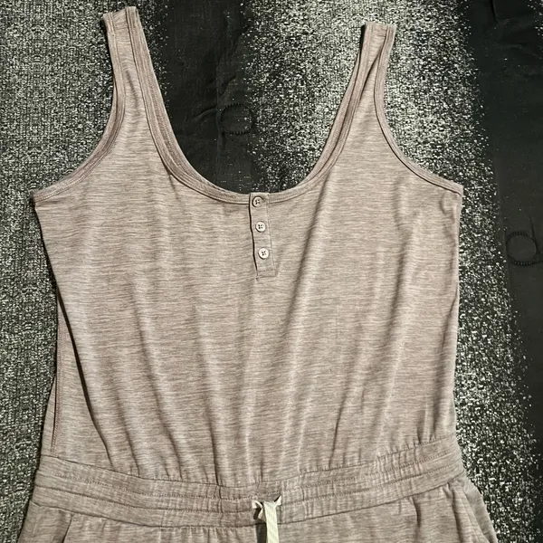 Womens large Vuori Falls wide leg sleeveless henley jumpsuit-rosemary heathered - Image 4