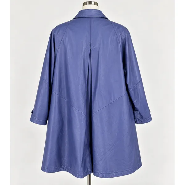 Wilsons Leather Trench Coat Womens M Blue Thinsulate Zip Lining Vintage 90s - Image 2