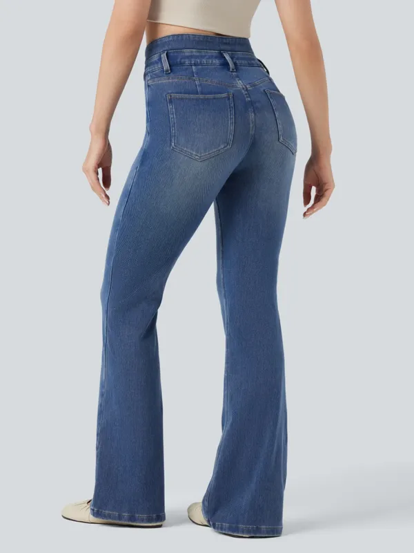 Halara Flex™ Mid Rise Tummy Control Casual Flare Jeans with Pockets - Image 2