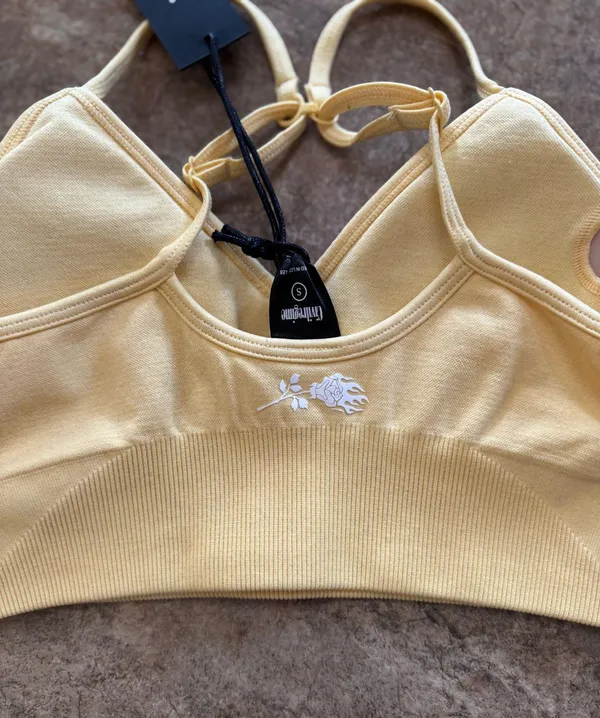 PacSun Civil Regime Pastel Yellow Kelly Seamless Bra Small - Image 7
