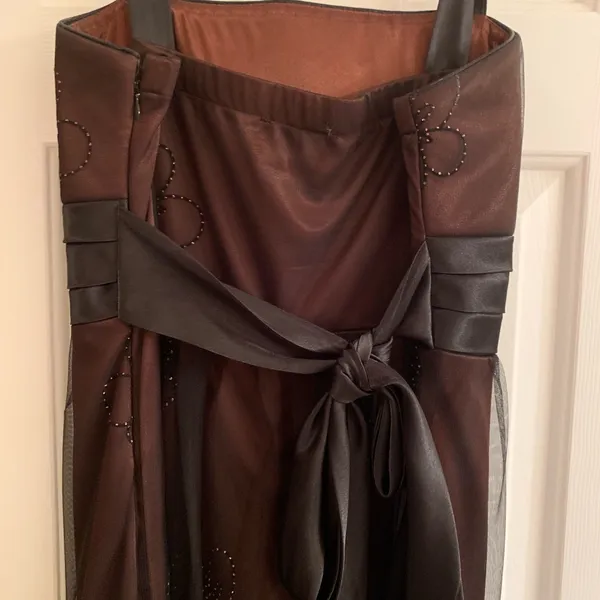 Kathy Roberts Brown and Black Midi Dress Size 8 - Image 6