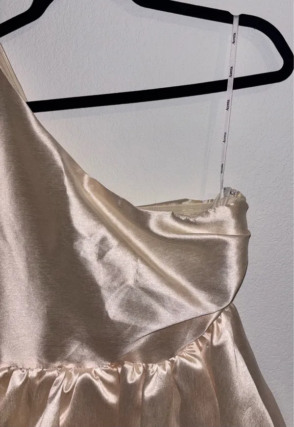 AB Studio One-Shoulder Champagne Color Party Dress - Image 6