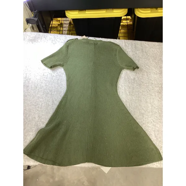 French Connection Womens Olive Green Ribbed Button Front Sweater Dress Small NEW - Image 5