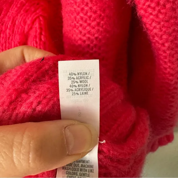 Aerie Peach Pink Happy Place Wool Blend Cable Knit Oversized Sweater Size Small - Image 5