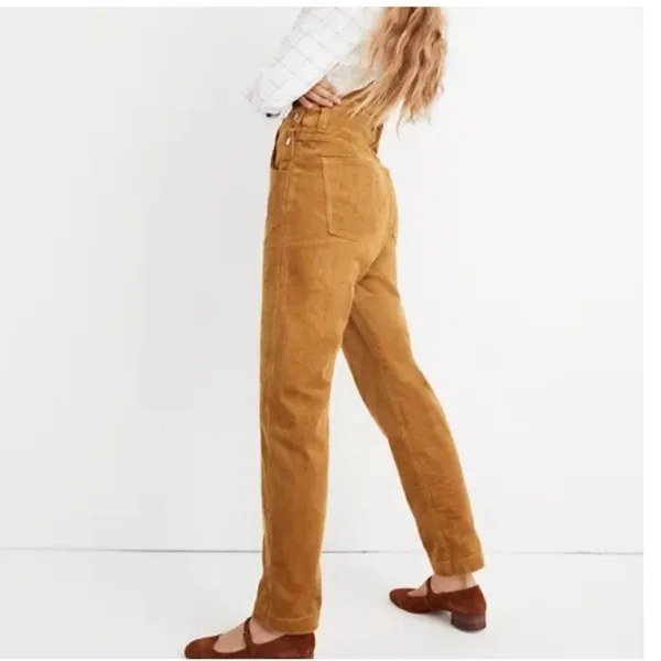 Madewell Straight Leg Cord Overalls Women's‎ Size S Antique Gold Utility Chic - Image 8