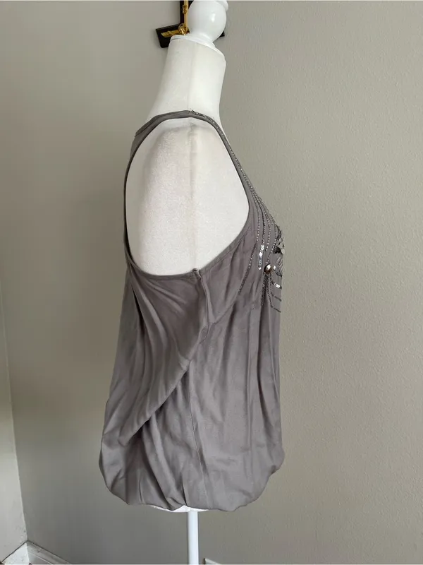 Charming Charlie Grey Sequin & Bead Embellished Tank - Image 4