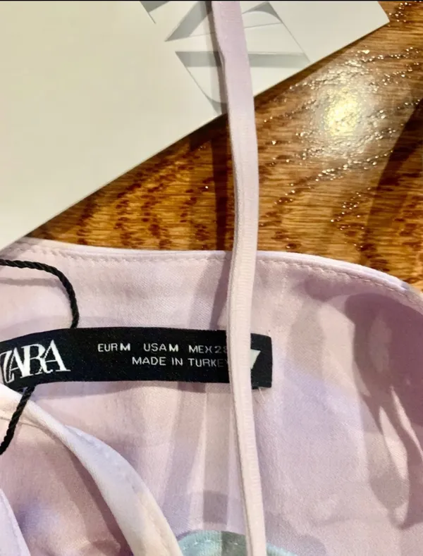 Zara Pastel Tie Dye Satin Ruched Cut Out Mini Dress Size M - Image 8