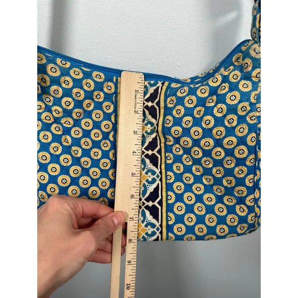 Vera Bradley Floral Shoulder‎ Bag Yellow Blue Zip Pockets Adjustable - Image 13