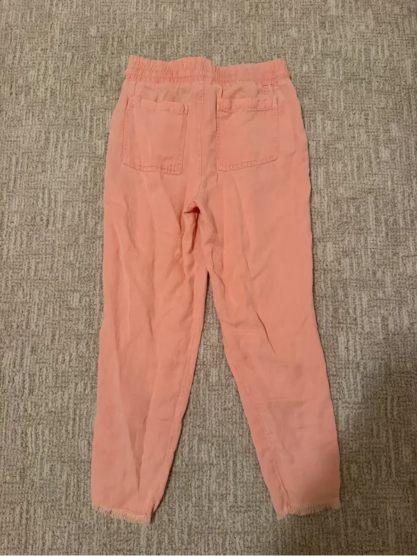 Zara Light Pink Drawstring Linen Blend Pants - Image 7