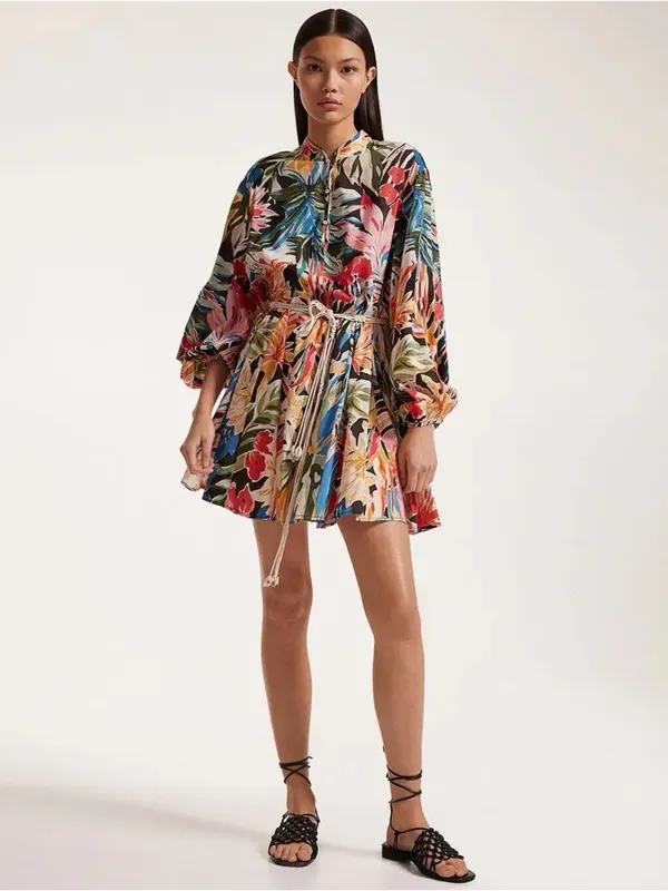 NWT • H&M Tropical Leaf + Floral Mini Tunic Dress - Image 8