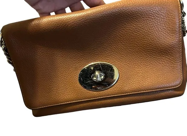 Coach light brown Crossbody Shoulder Bag Pebble Leather - Image 3