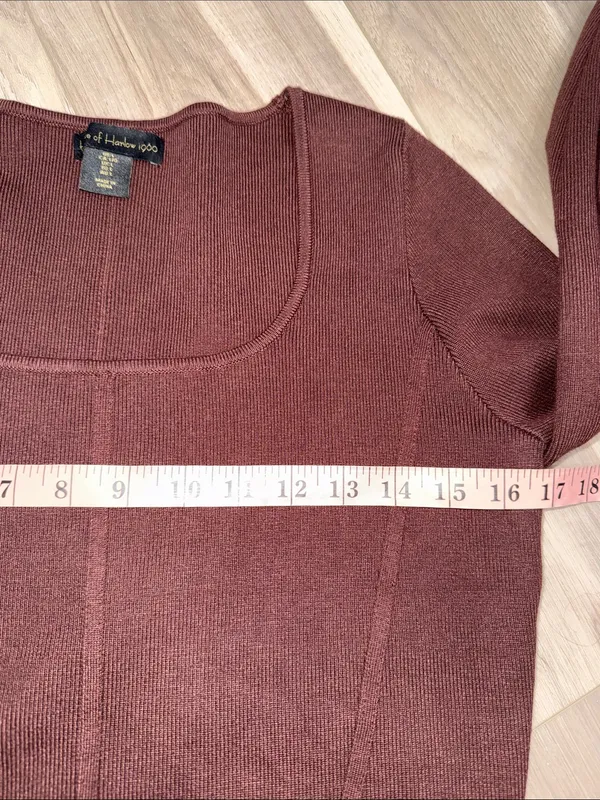 House of Harlow 1960 mocha brown cropped knit sweater top size large - Image 5