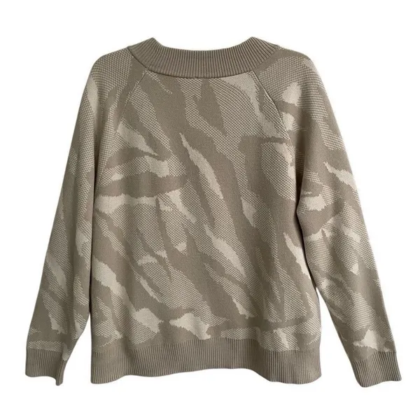 Athleta Multicolor Abstract Textured Crew Neck Pullover Sweater Women‎ L Cream - Image 3