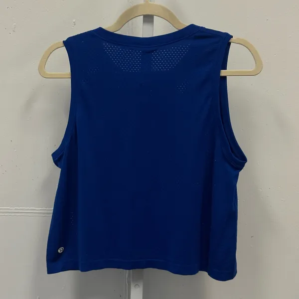 Lululemon Train to Be Cropped Tank Code Blue Perforated Logo Boxy Fit Sz 8 - Image 2