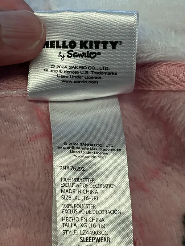 Hello Kitty One Piece Pajamas Womens XL Pink Hooded Fleece One-piece Sleepwear - Image 12