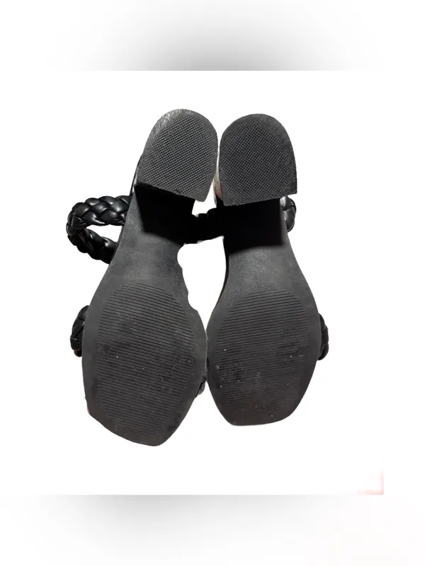 A New Day Braided Heels Women's 7 Faux Leather Black Mule Slip On Minimalist - Image 6