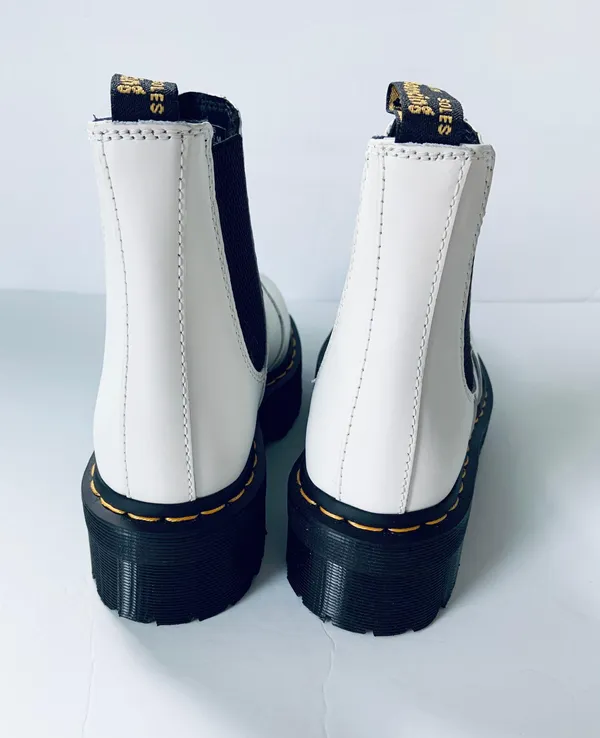 Dr. Martens 2976 Quad Platform Leather Chelsea Ankle Boots in White - Image 7
