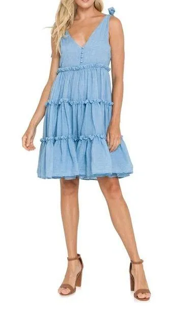 Free The Roses | M | Tiered Tie Shoulder Dress - Image 2