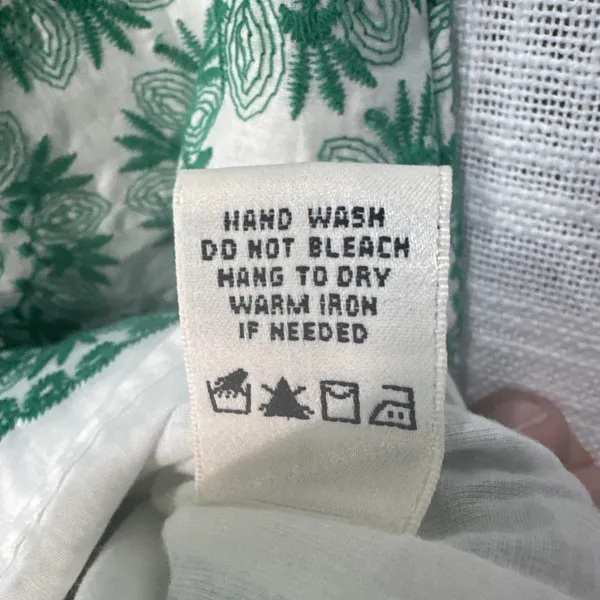 Max Studio Green & White Embroidered Mini Dress Lined Cotton Women's Size L NWT - Image 4