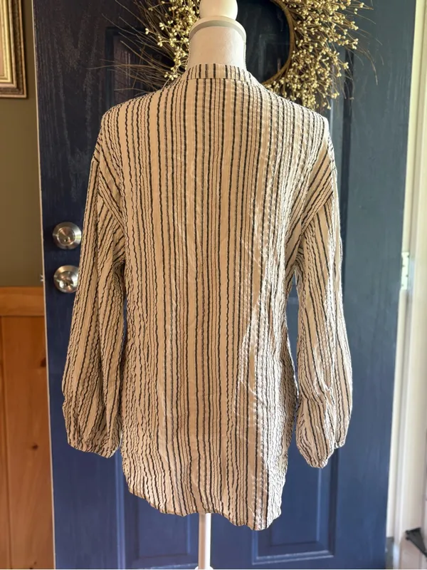 Free People Bishop Sleeves Striped Tunic Blouse Women's Size XS - Image 5