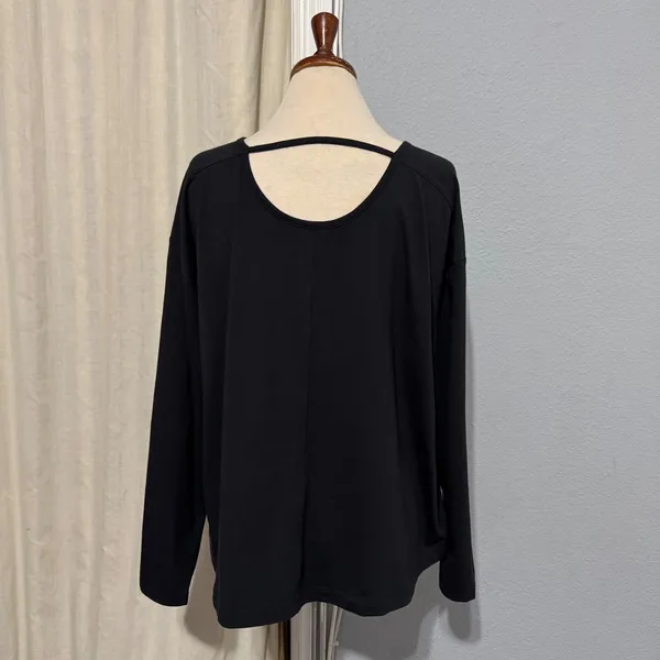 Members Mark Black Long Sleeve Active Tee Women's Size L Open Back‎ Detail - Image 5