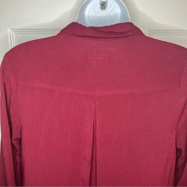 Old Navy Half Button Down Tunic Shirt Dress Pinot Maroon Red S - Image 5
