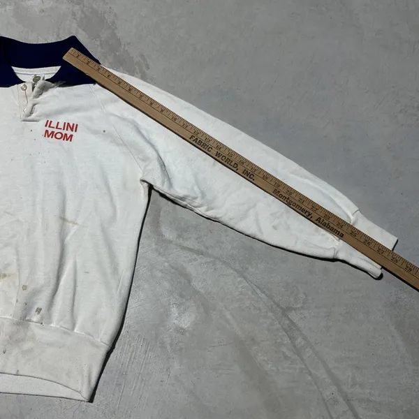 Vintage Illinois Illini Mom Women's Sweatshirt Polo 1980's SZ Medium Distressed - Image 8