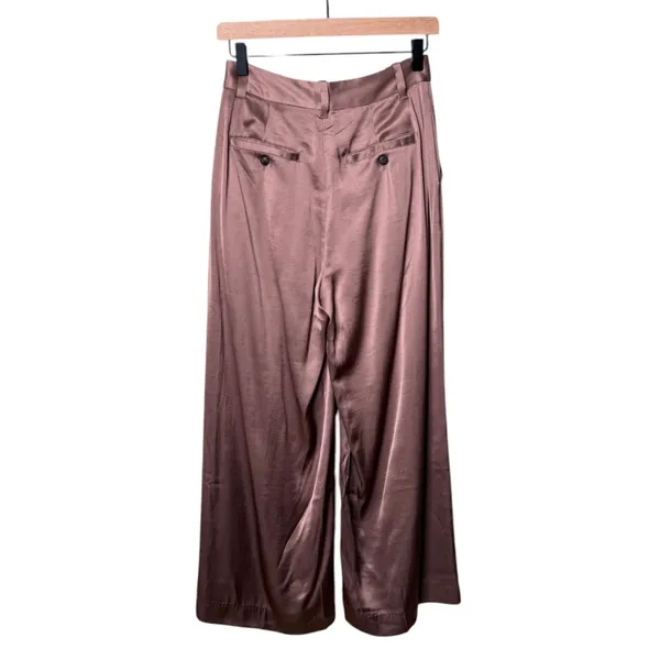 NWT Madewell The Harlow Wide Leg Pant in Satin Iced Mocha Brown Pink Size 00 - Image 7