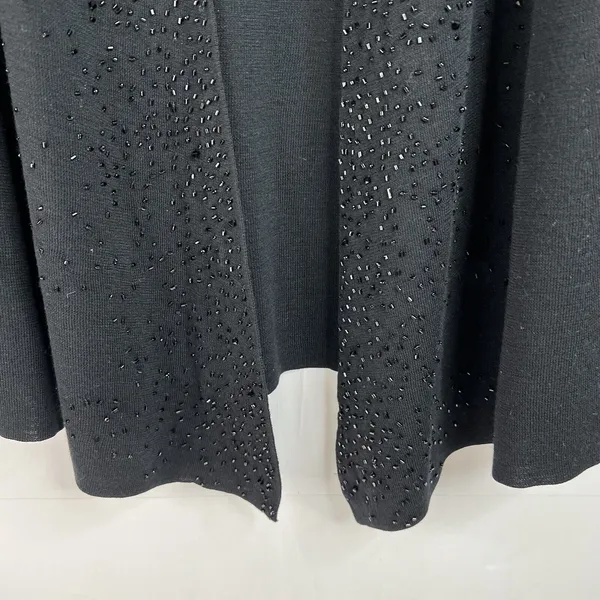 Eileen Fisher S Cardigan Black Beaded Merino Wool Open Front Italian Yarn Luxury - Image 6