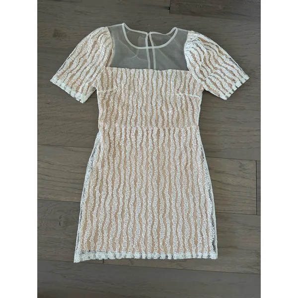 Lulus White Embroidered Mesh Mini Dress Short Sleeve - Image 2
