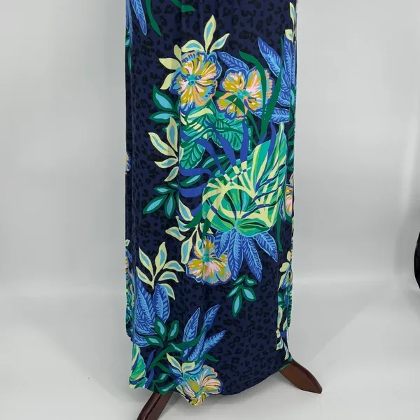 Lilly Pulitzer Orla Halter Maxi Dress Medium Navy Blue Floral Tropical Preppy - Image 9