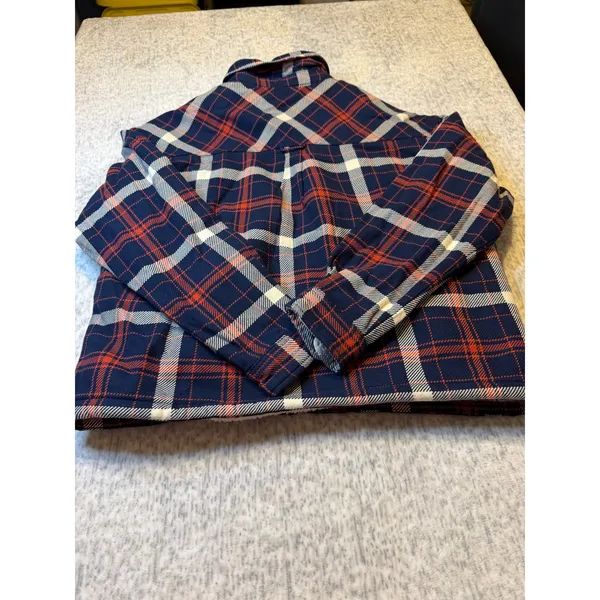 Alpine Design Women's Sherpa‎ Lined Flannel Full Zip Jacket Navy Red Cream NWT - Image 7