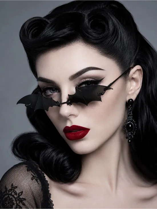 NWT Black Bat Wings Halloween Costume Gothic Party Steam Punk Shades Sunglasses - Image 2