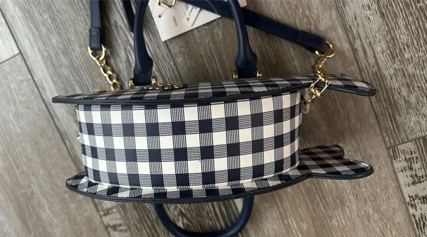 NWT Betsey Johnson Adorable Plaid Fish Handbag Crossbody Navy Blue & White - Image 10