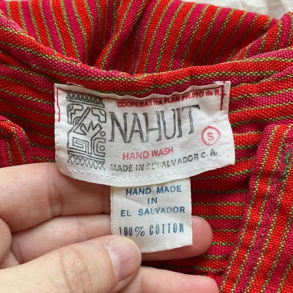 Vintage Nahuit Woven Maxi Dress Small Red/Orange - Image 3