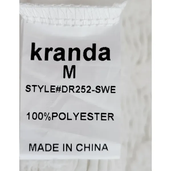 Kandra Womens Dress Medium White Smocked Flutter Sleeve Swiss Dot Flowy Midi NEW - Image 12