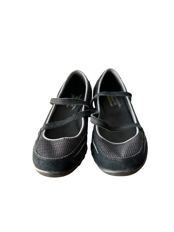 Skechers Size 6 Women Relaxed Fit Memory Foam Bikers Sneakers Black New - Image 2
