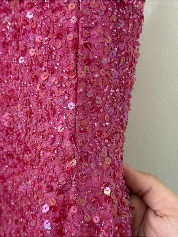 {M} Scala Fuchsia Sequin Halter Gown - Image 4